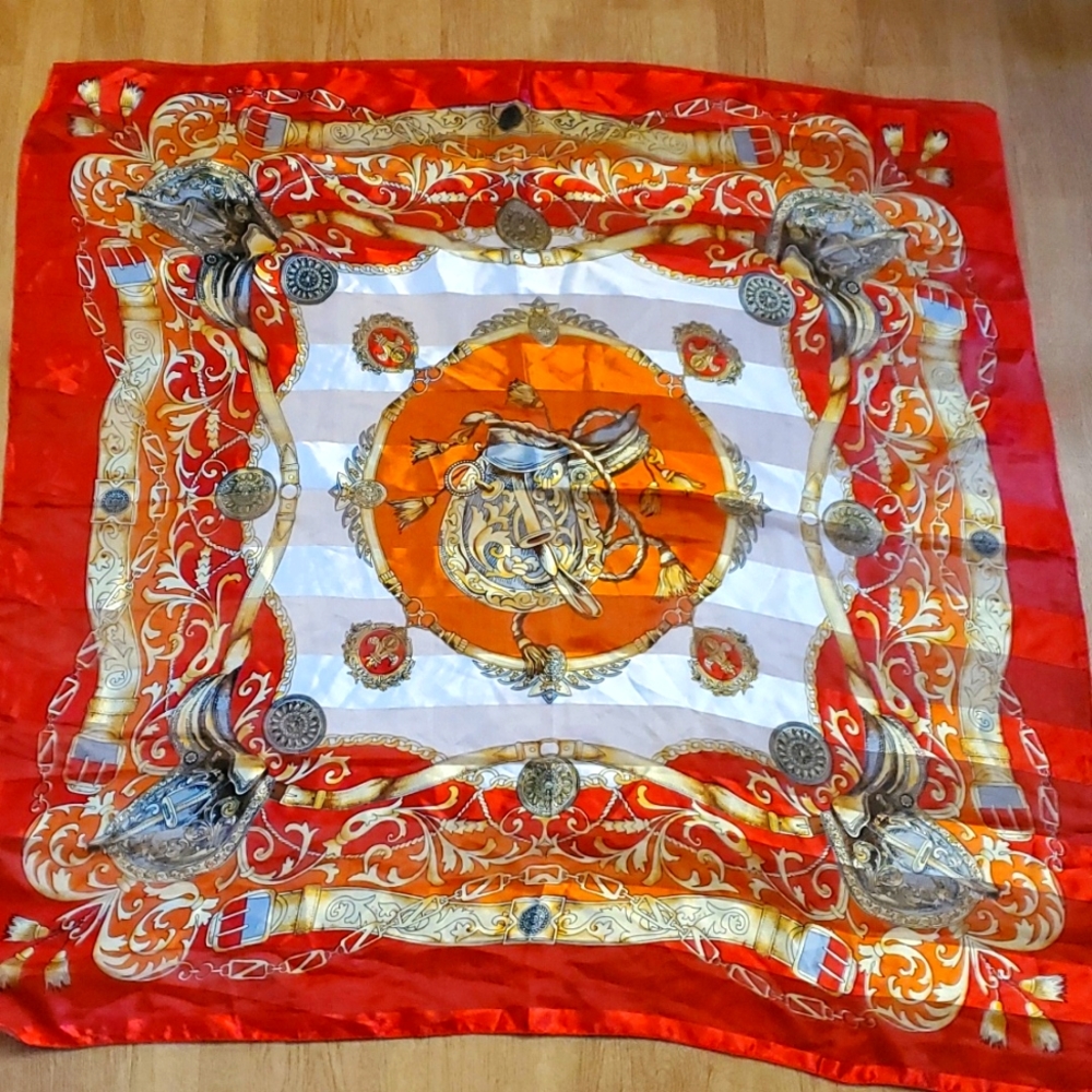 Horse Saddles Large Red and Orange Based Colors Scarf